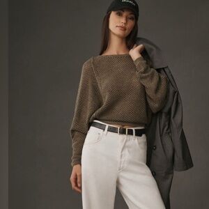 Pilcro Open-Stitch Crew-Neck Sweater